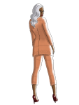 fashion illustration, orange suit, by kim dolan